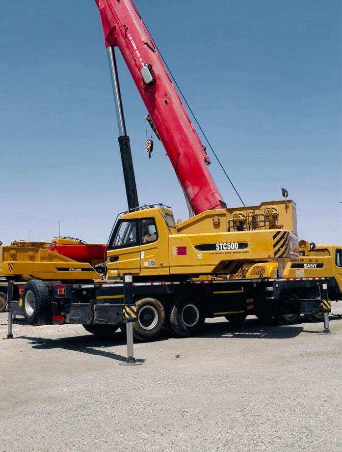 Mobile crane with boom extended, Doha